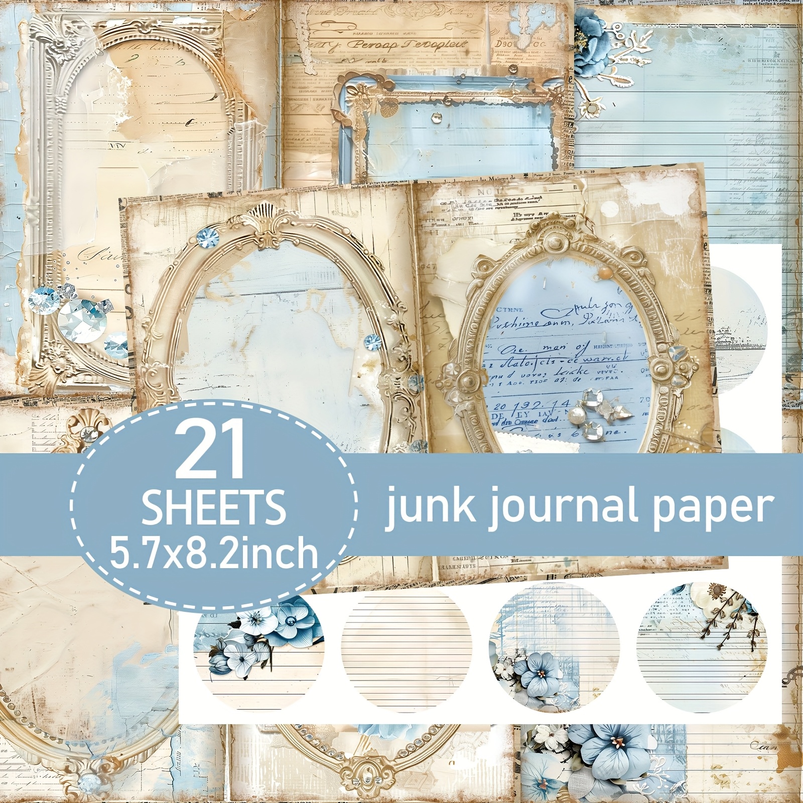 TEMU 21 Sheets (paper Stickers) A5 Style Paper Set, Circus Waste Diary Paper, Handmade Waste Diary And Decorative Paper, Craft Waste Paper Diary