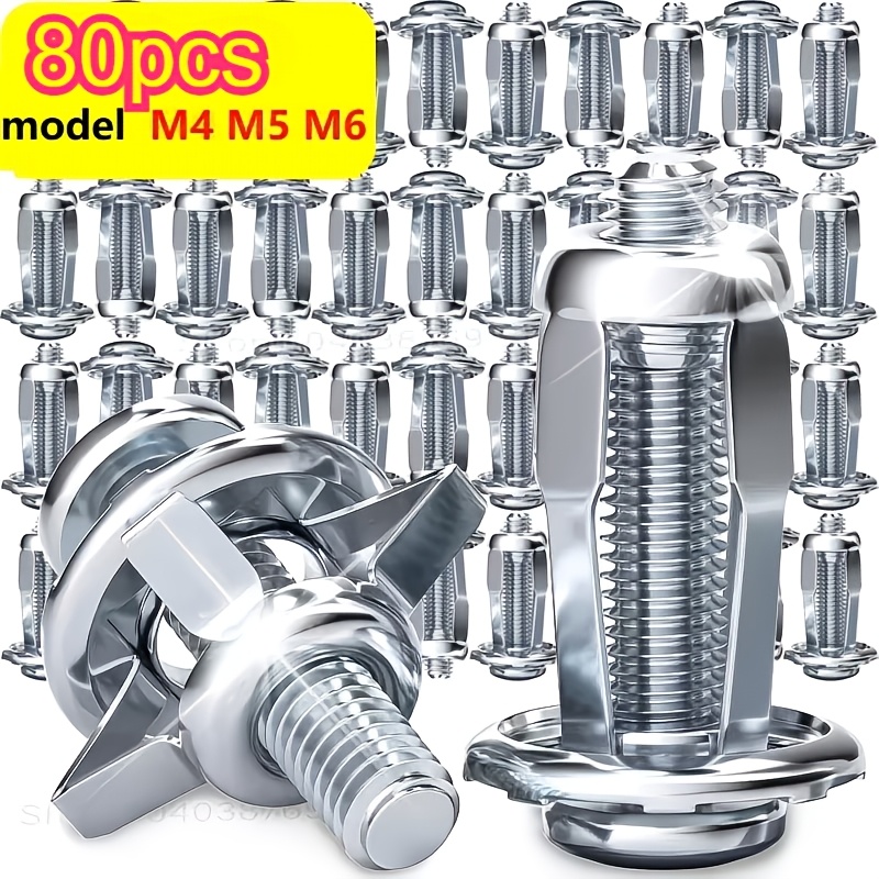 Image of 80pcs Assorted Metal Expansion Screws - Cross Slot Hollow Rivets, Suitable For Sheet Metal, Petal Expansion Nuts, Industrial Fasteners, Metal | Cross Slot Screws | Durable Metal Screws