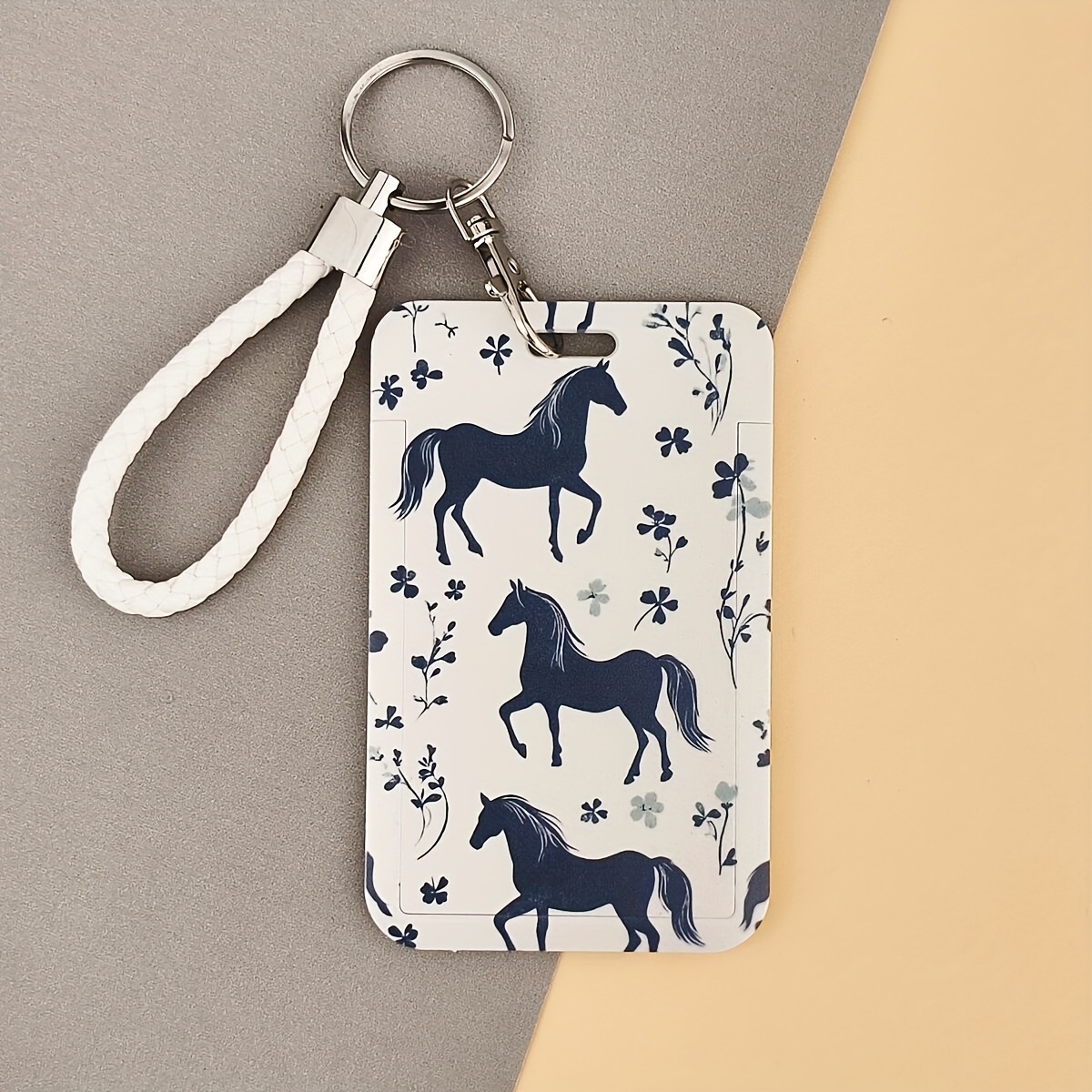TEMU 2d 1pc Wild Horse Print Series Doctor Nurse Card Case Bus Card Case Id Card Case With Lanyard