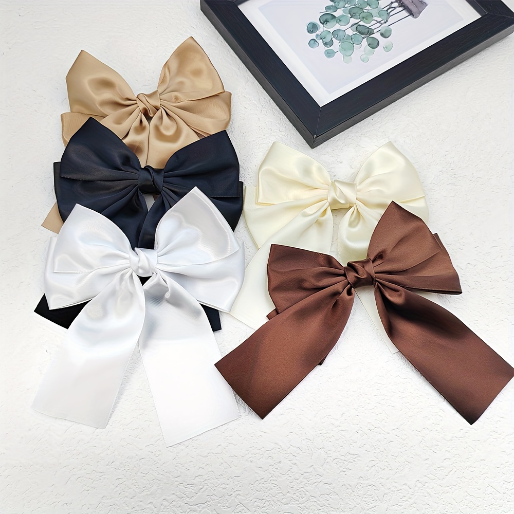 

1pc Elegant Solid Color Ribbon Bowknot Shaped Hair Clips Trendy Hair Decoration For Women And Daily Use