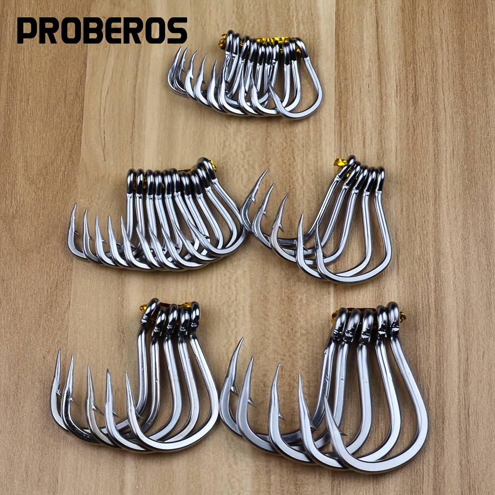 

Proberos 10pcs Saltwater Jigging Hooks, Heavy Duty Super Strong Deep Hook For Vertical Metal Jig 28mm~53mm High Carbon Steel High Strength & Resistance