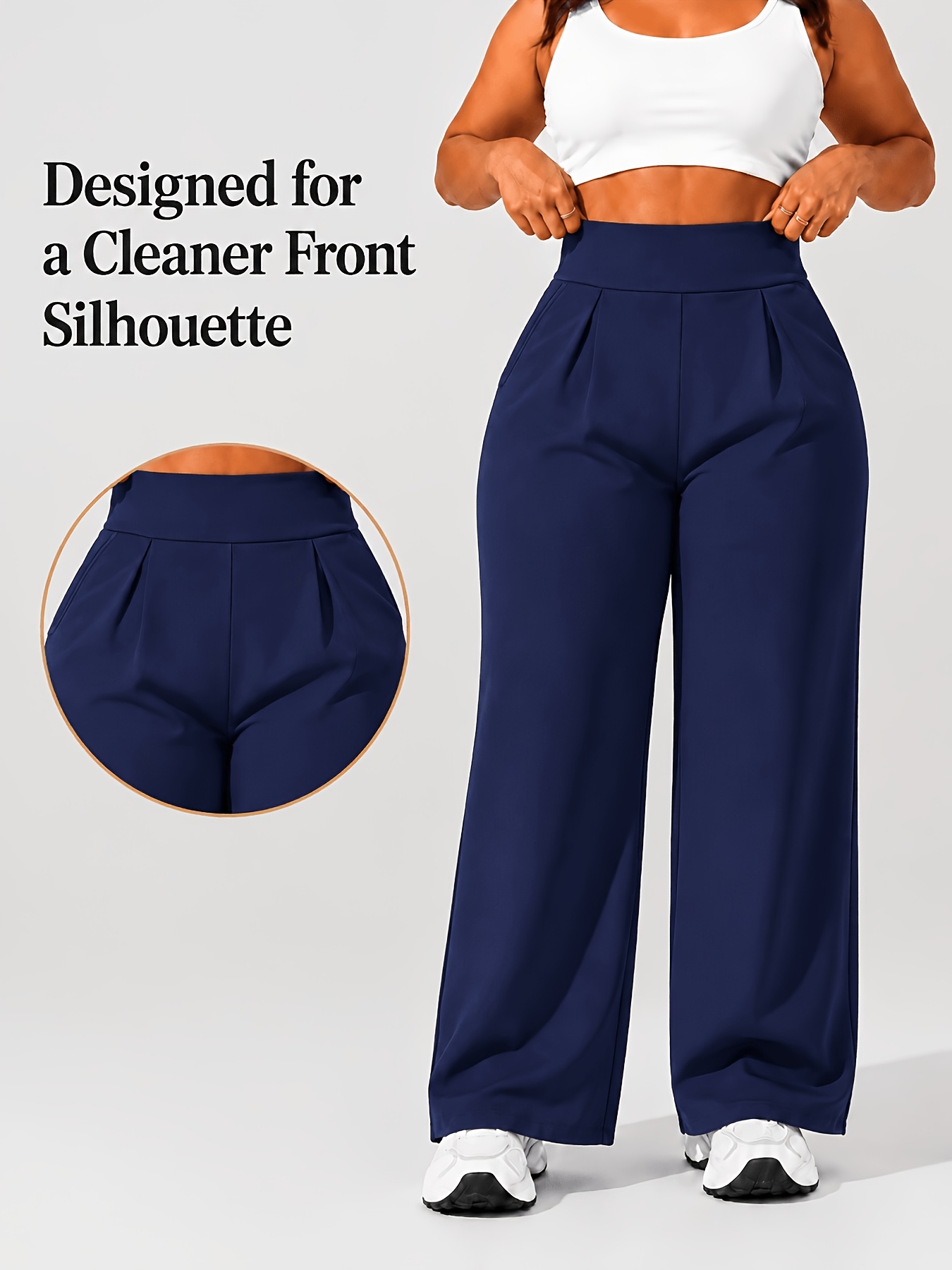 Pantalon Yoga Femme Grande Taille Pantalon de yoga grande taille taille haute jambes larges pour femmes 0XL-4XL Contrôle du ventre Anti-boulochage Anti-penetration Plissé avant Trousseaux latéraux profonds Double face Super doux 4 directions extensible Pantalon de sport décontracté pour yoga Salle de sport Travail en extérieur Toutes saisons