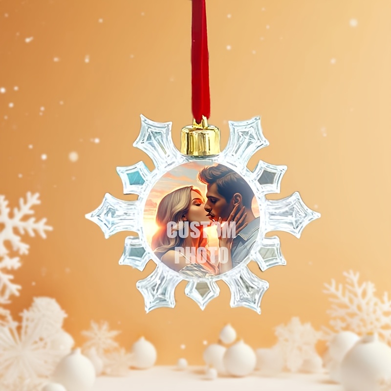 TEMU 1pc Photo Custom Christmas Balls, Christmas Ornaments, Snowflake Love Circle Multiple Shapes, Red Rope Christmas Tree Pendant, Holiday Gifts,