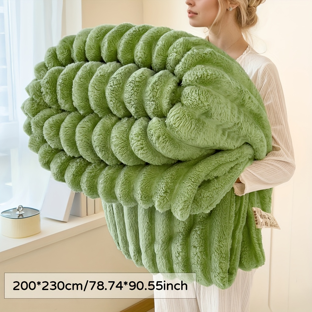 1 unidad, Manta Suave y Cálida de Terciopelo/Forro Polar de Leche, Estilo Moderno de Lujo Ligero, Lavable a Máquina, Felpa de Imitación de Piel de Conejo, Adecuada para Todas las Estaciones, Ideal para Usar en Camas, Sofás, Camping, Etc.