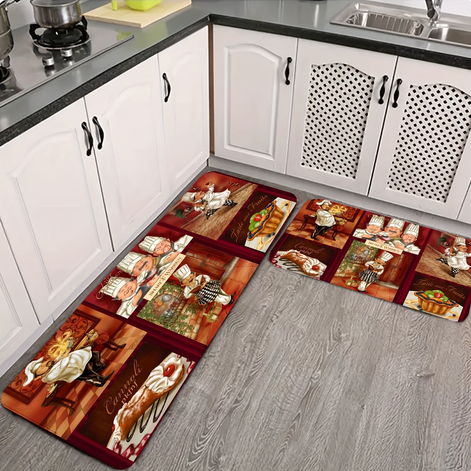 

Cartoon Chef Mat - Stain-resistant, Machine Washable Polyester Rug For Kitchen, Bathroom, Hallway - Home Decor Accent