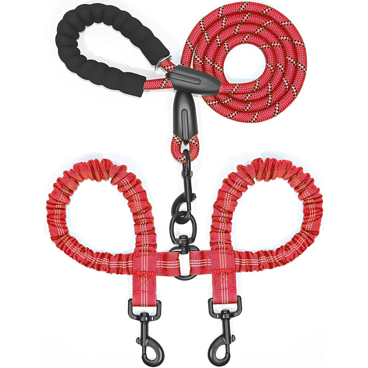 Dual Dog Leash, 360° Rotating Tangle-Free Design