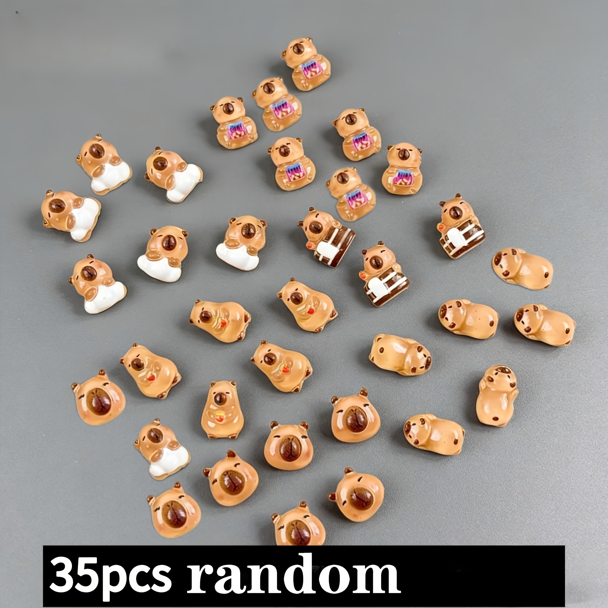 TEMU 35pcs Random Style Creative Fashion Capybara Resin Flat-back Decorative Beads, Animal Bead Charms, Suitable For Diy Scrapbooking, Craft