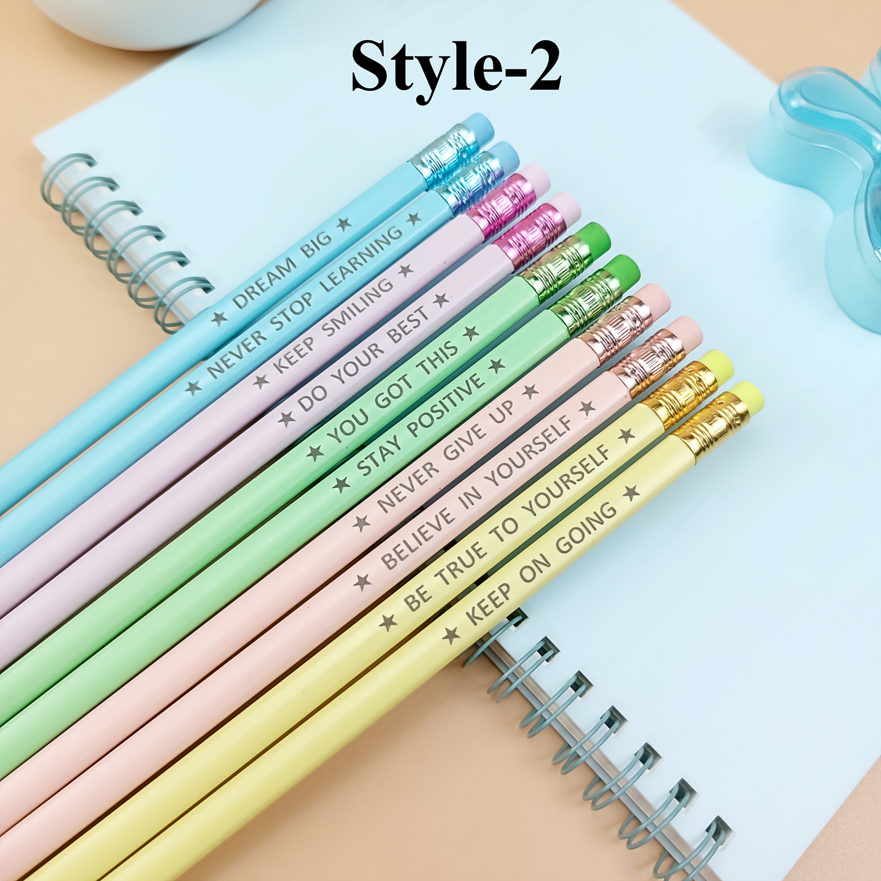 Image of 10pcs Personalized Pencils, Hb Pencils, Party Favors, Study Gifts, Rewards, Birthday Presents, Pencils With Famous Quotes, Suitable For