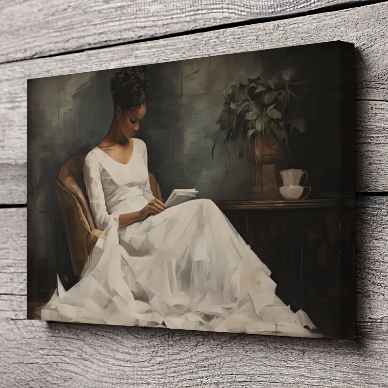 

Vintage African American Woman Canvas Art - Ready To Hang Wooden Framed Wall Decor, Perfect Home Decoration Or Festival Gift