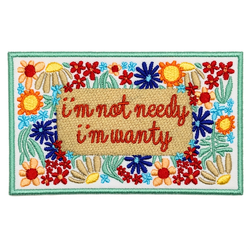 TEMU 1 pièce Insigne Brodé Série Slogan Rétro, Patch Simple Haut de Gamme à Motif Floral pour Vestes, Sacs, Accessoire