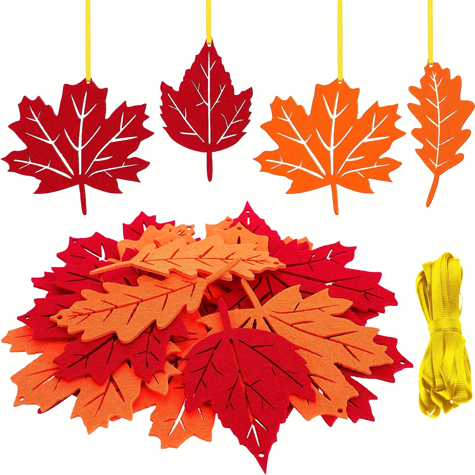 Image of 24pcs European-style Felt Ornaments - Bright Multicolor Fall & Thanksgiving Tree Decorations With & Suitable For Indoor/outdoor Hanging, Pre-shaped Felt Pendants For Hanging (no Feathers)