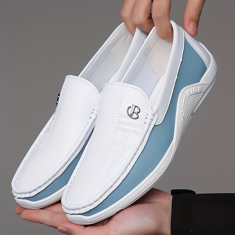 Men's Colour Block Slip On Loafer Shoes, Comfy Non Slip Casual Rubber Sole Durable Walking Shoes For Men's Outdoor Activities