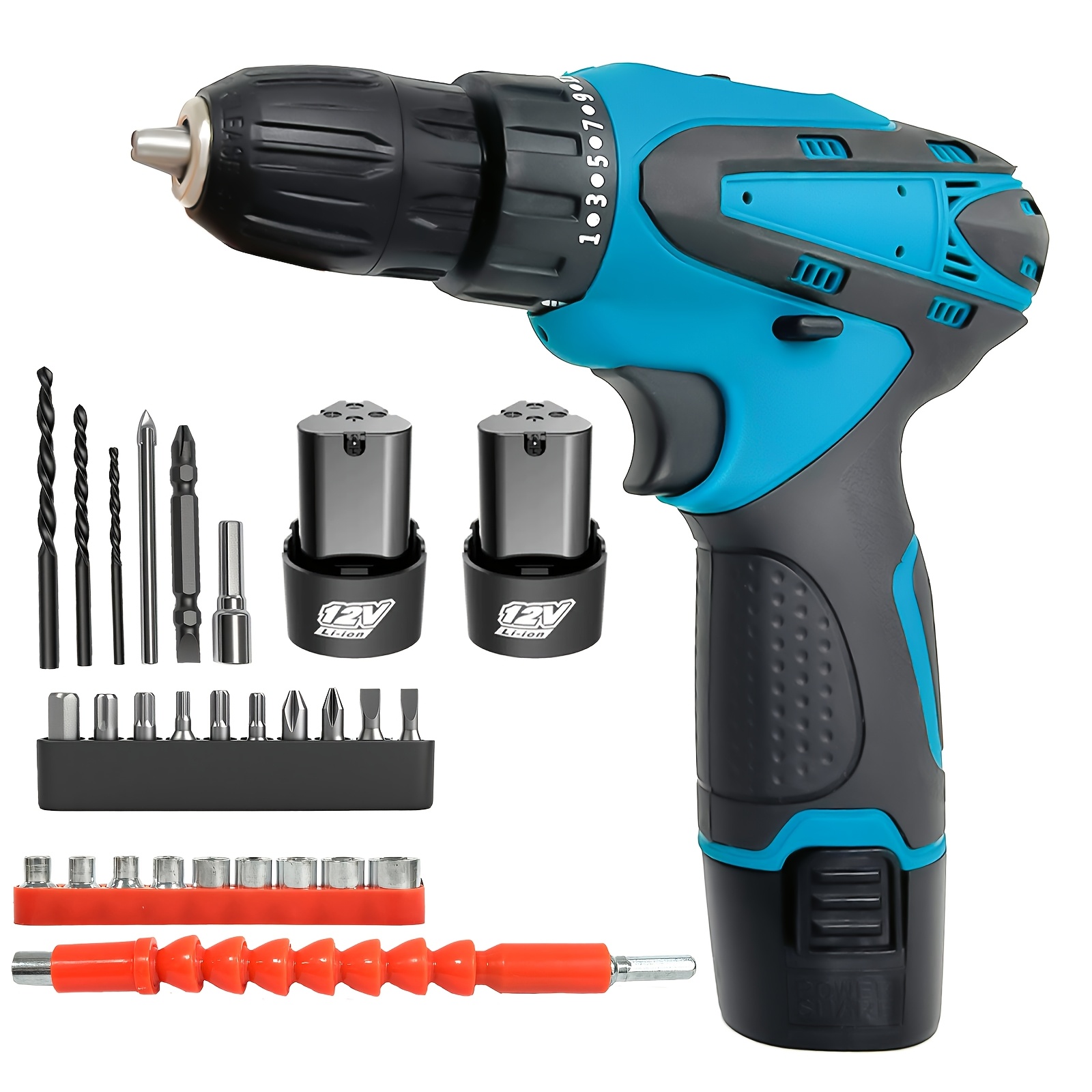 200w Cordless Screwdriver 12v, Cordless Drill Rechargeable Screwdriver With 2 Pack 3.0ah Battery, 24pcs Additions, 25+1 Cordless Drill 35 Nm Torque, 2-gear, For Repair And Home Garden