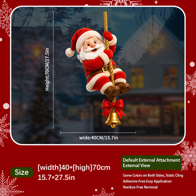 TEMU A Christmas-themed Santa Claus From The Sky Static Cling Window Decal, Reusable Static Cling Christmas Window Sticker That Requires No Adhesive,