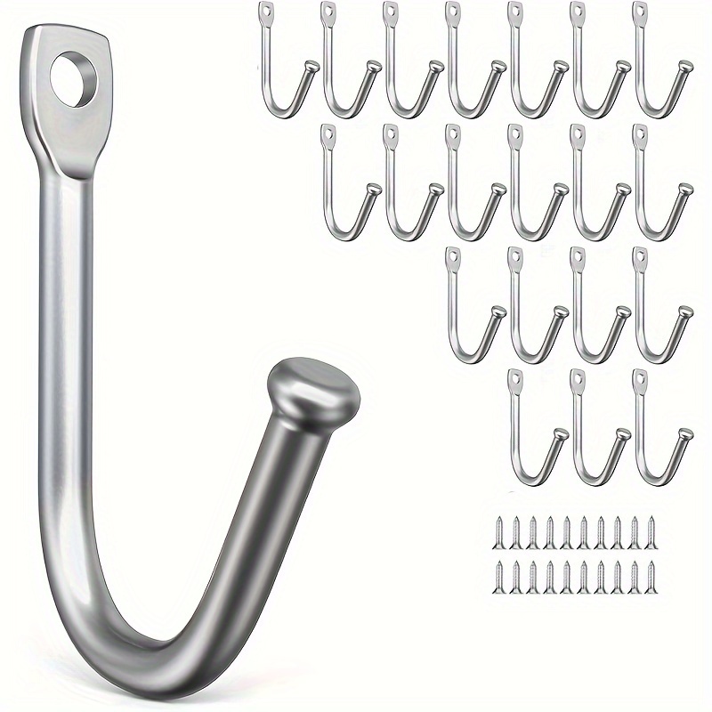 Image of 40 Metal Wall Hooks, Including 20 Hangers And 20 Screws, Designed For Heavy-duty Use With Towels, Keys, Coffee Mugs, Hats, Pet Leashes, And Home Organization Items