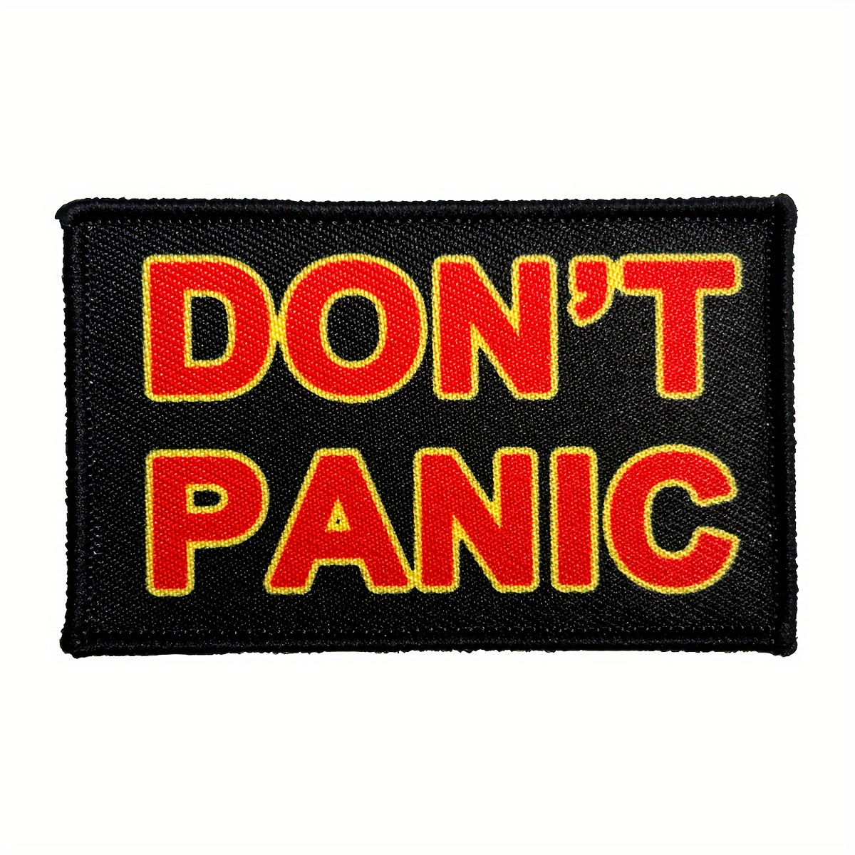 

Valqst Embroidered Iron-on Patch, "don't Panic" Text, For Clothing And Accessories, Handcrafted Edge Detailing