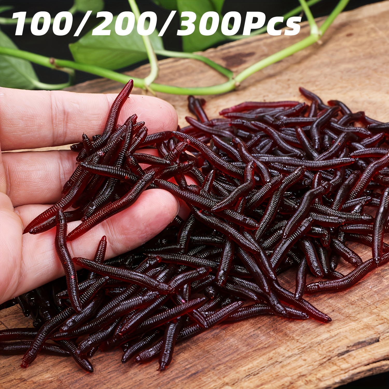 100/200/300 bucăți Năluci moi în formă de râmă - 4cm/1.2in 0.3g Viermi roșii - Momele artificiale din cauciuc realiste - Momele moi pentru pescuit