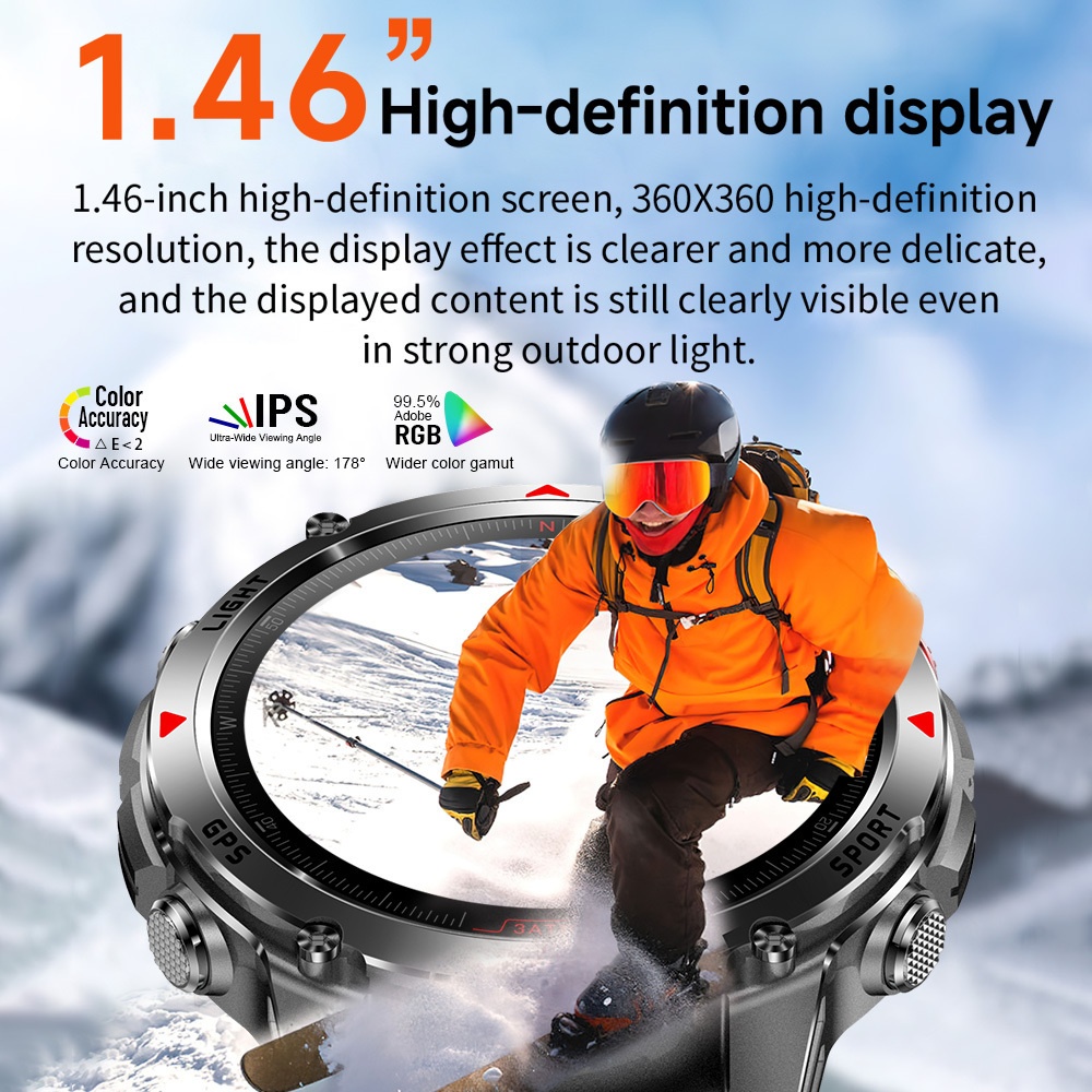 Heren Outdoor Smartwatch, GPS Nauwkeurige Positionering, Ingebouwd Kompas, LED Licht, 3ATM, Ondersteunt 100+ Sportmodi, Draadloze Gesprekken, Multimedia Informatie Weergave, Meerdere Weersmodi, Outdoor Avontuur Smart Armband, Metalen Behuizing Ontwerp