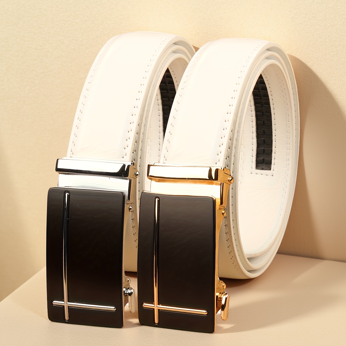 Men's Automatic Buckle Belt with PU Leather