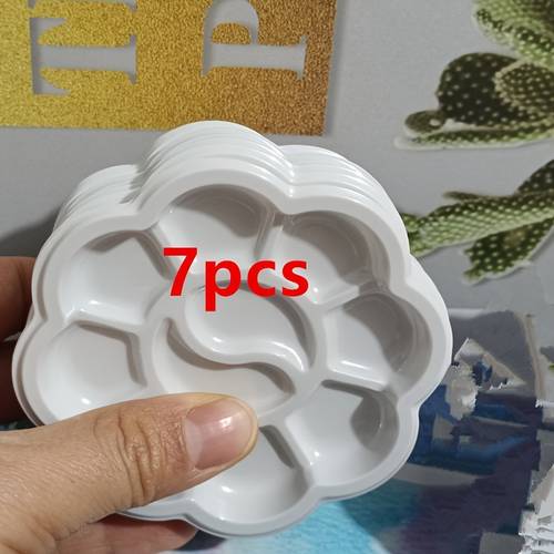 7pcs 21pcs mini flower shaped plastic palette suitable for watercolor acrylic and gouache mixing painting supplies