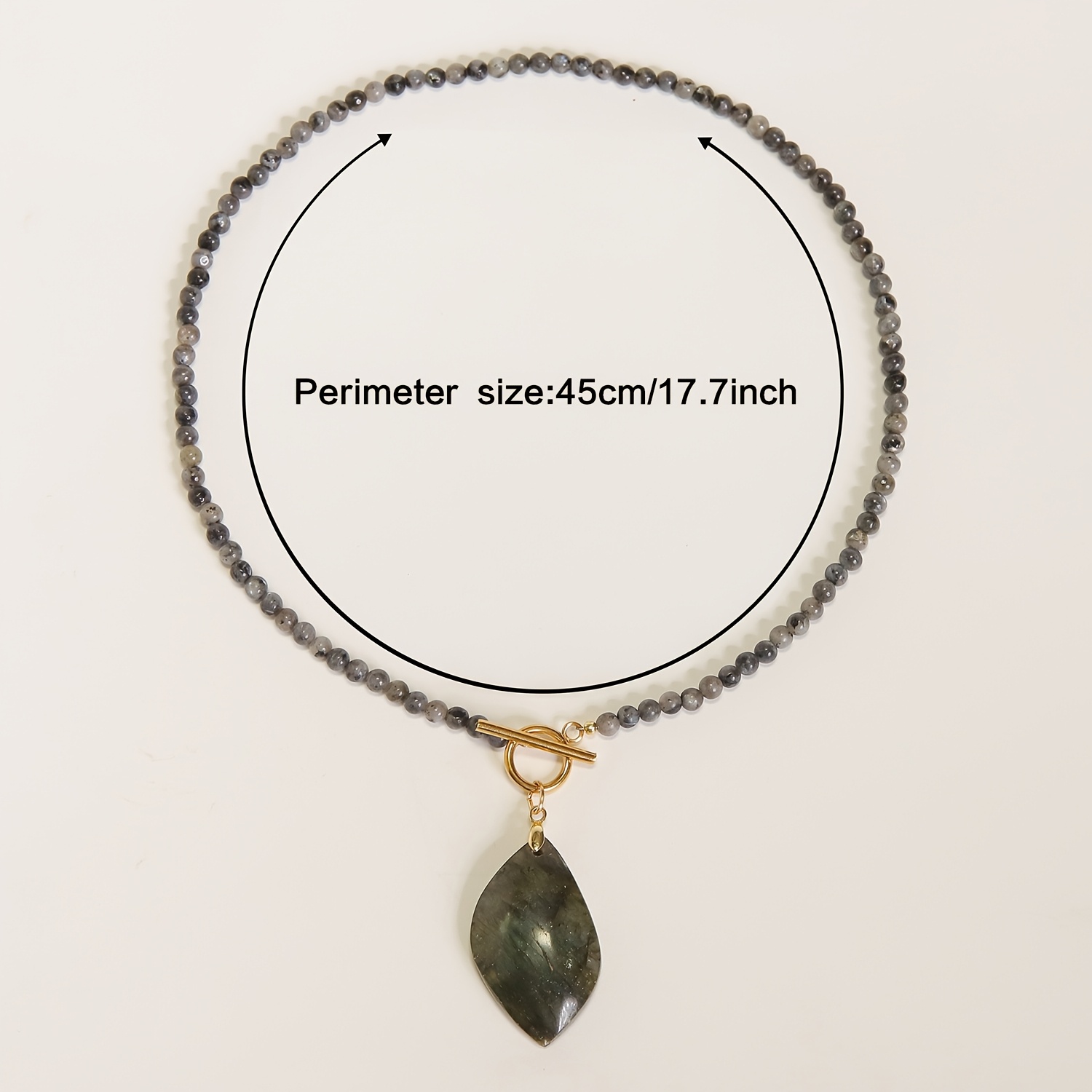 Men's Labradorite Beaded Necklace with Golden Toggle Clasp