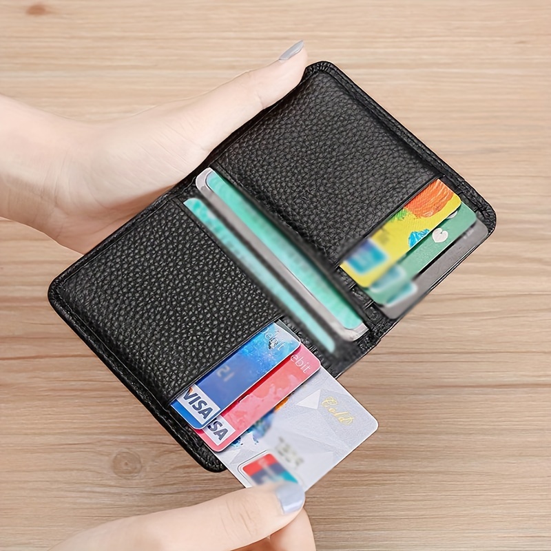 

1pc G6244 Slim Leather Wallet Card Holder, With Multiple Card Slots, Comfortable Leather, Open Closure, Daily Essential, No Strap, Leather Lining