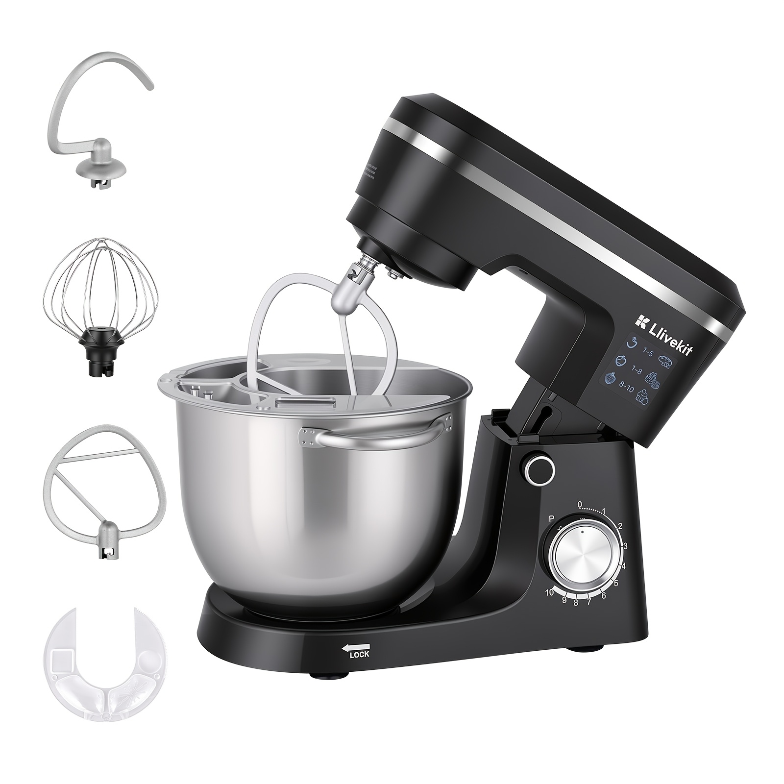 1500w 3in 1 Large Capacity Household Blender Stand Mixer, Multi Speed Control, Multi Functional Food Mixer For Kitchen & Dining Room