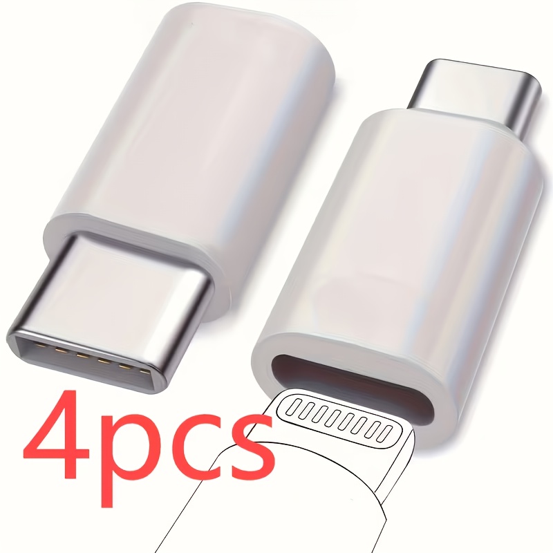 item picture four premium alloy adapters lightning to type c converter reliable and fast charging along with data transfer white usb c plug compatible with smartphones and tablets
