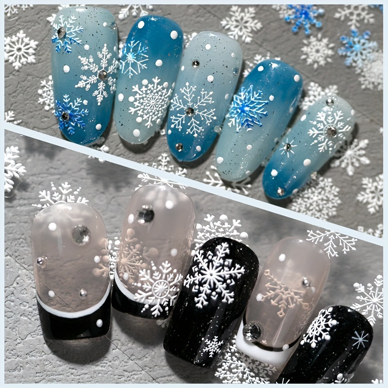 

Winter Nail Art Stickers Set - Ice , Styles For Diy Manicure, Self-adhesive, Matte , Women And Girls