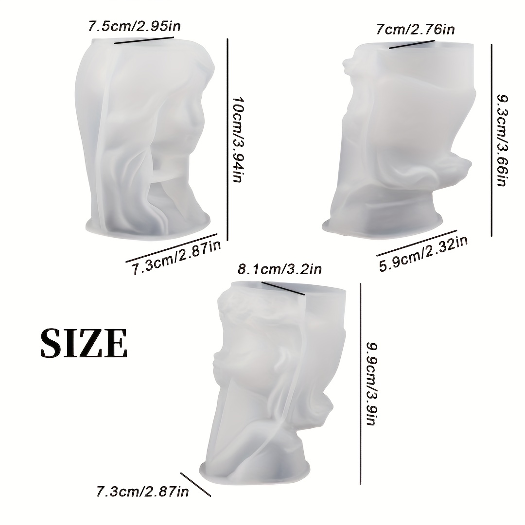 E-shop 3-tlg. Mädchenförmiger Blumentopf-Silikonform, Tontopf-Form, Gips-Blumentopf-/Kerzenhalter-Form, Beton-Blumentopf zur Herstellung von