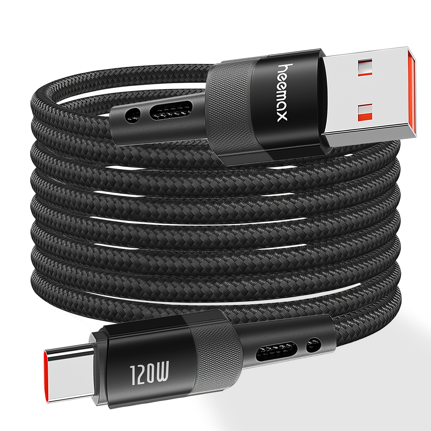 Image of Heemax Usb-c Cable, 120w Charging Nylon Braided Type C Charger Cord For All Usb-c Port Devices.