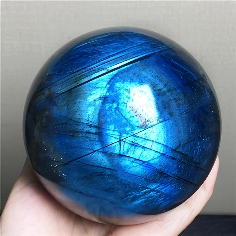 TEMU 1pc 2.78in Color Elongated Stone Ball Gray Moonlight Stone Original Stone Polished Large Ball Purple Yellow Light Desktop Collection Landscape