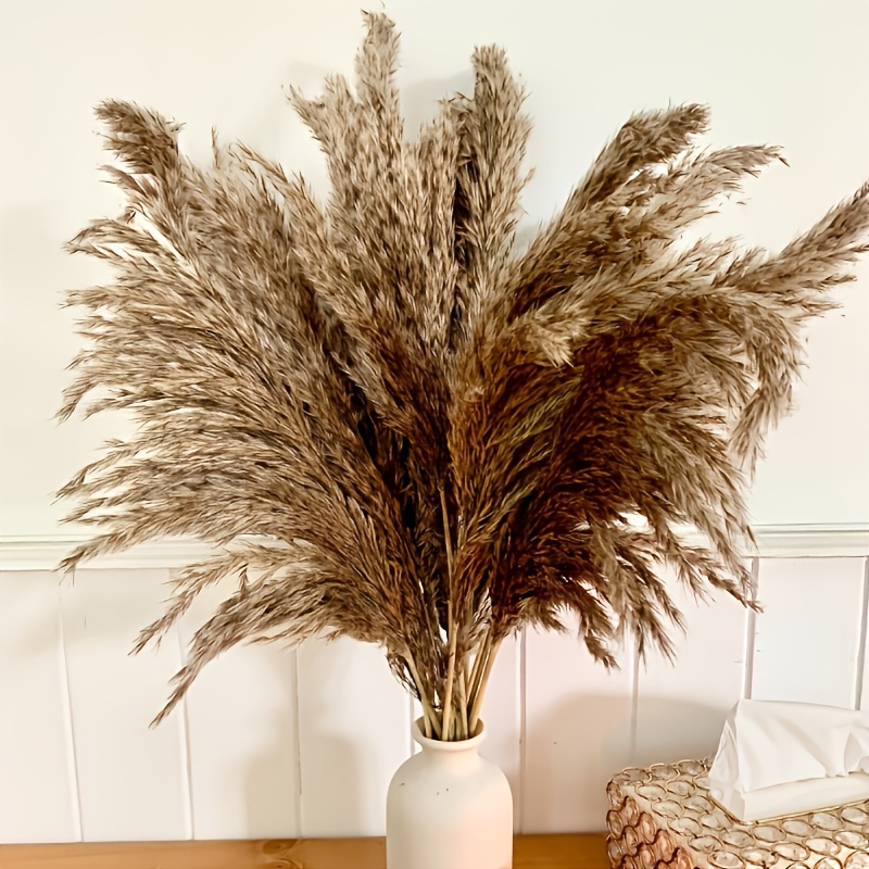 Image of 25pcs Boho Dried Pampas Grass Decor | Exquisite Lavender And Eucalyptus Dried Rustic Flowers Arrangements With Synthetic Gemstones For Bohemian Home, Bedroom, And Wedding Table Decoration