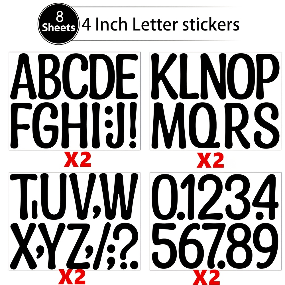 Poster Board Letters Self Adhesive 18-Pack Black Letter Stickers - Self ...