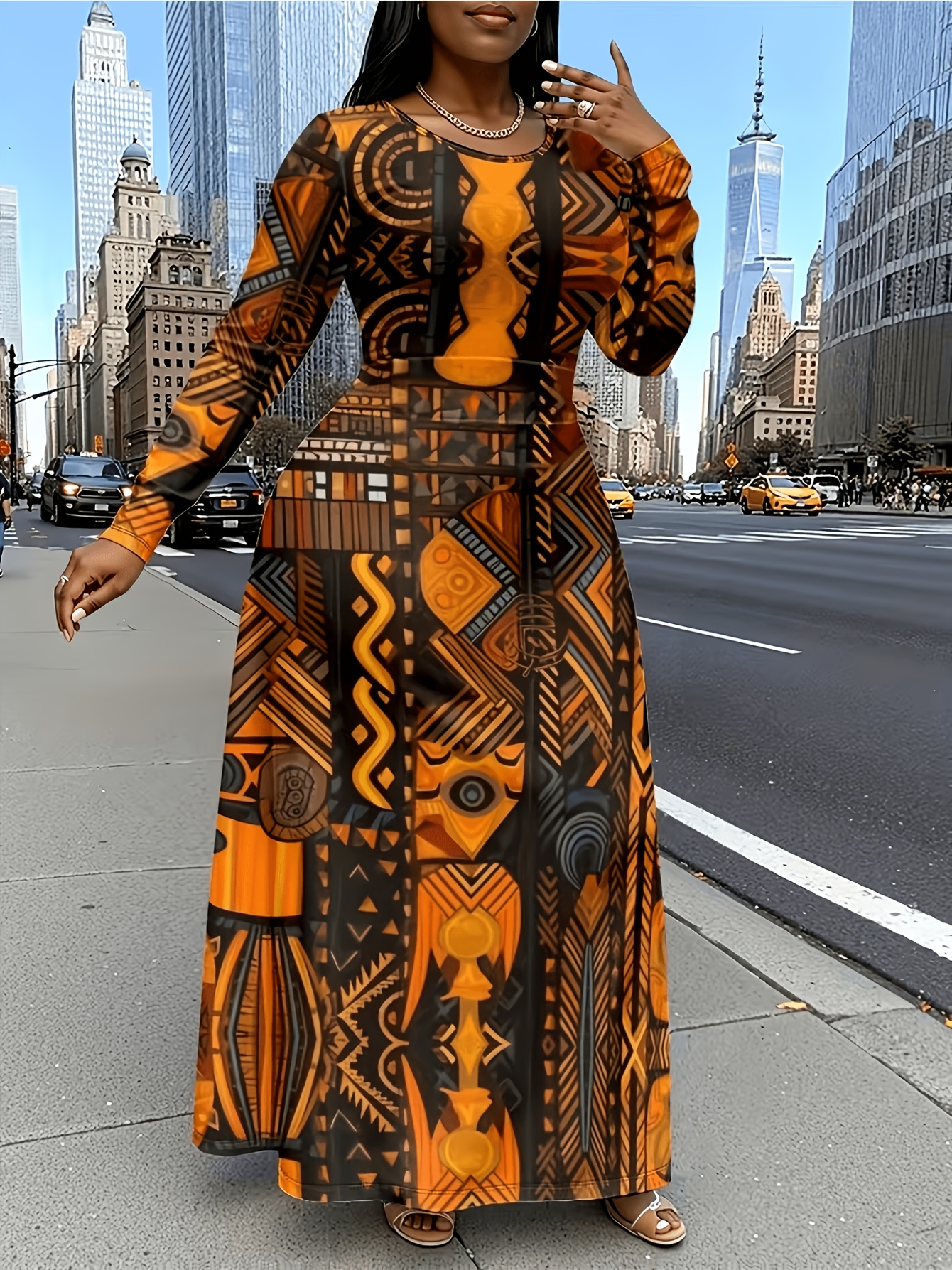 chinese dress ladies African Print Floral Print Mixed Dress