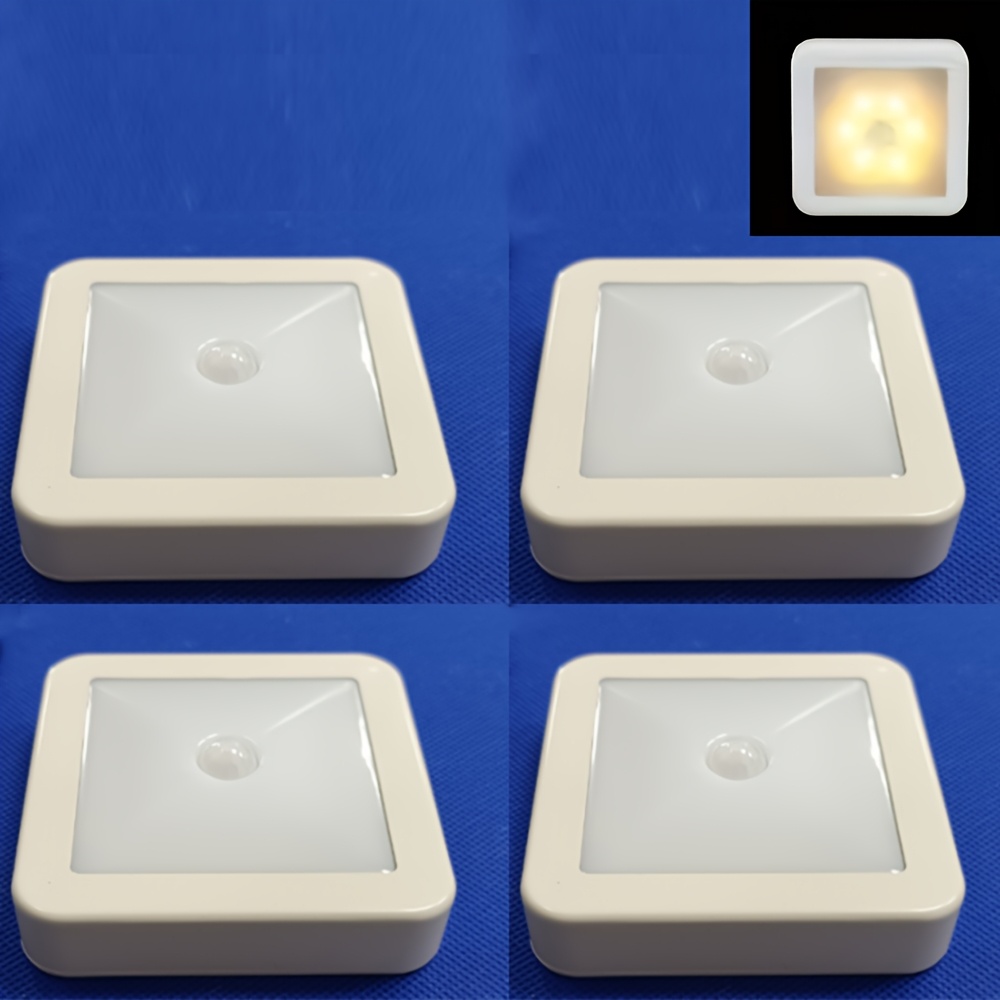 E-shop 4-teiliges intelligentes Bewegungsmelder-6-LED-Boden-/Decken-/Wandlicht-Set mit modernem quadratischem Design, ideal für , Treppenhäuser,
