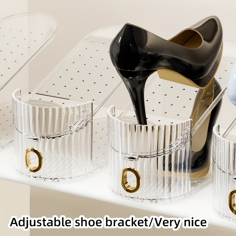 10-Pack Plastic Folding Shoe Rack Organizer, Double-Deck Storage Holder