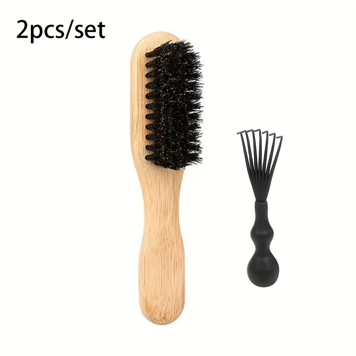 E-shop Damen-Borstenbürste für glattes Haar Bart - Herren-Bartbürste Weich/Mittel Glättungsbürste mit Reinigungswerkzeug für Styling, Polieren Glätten