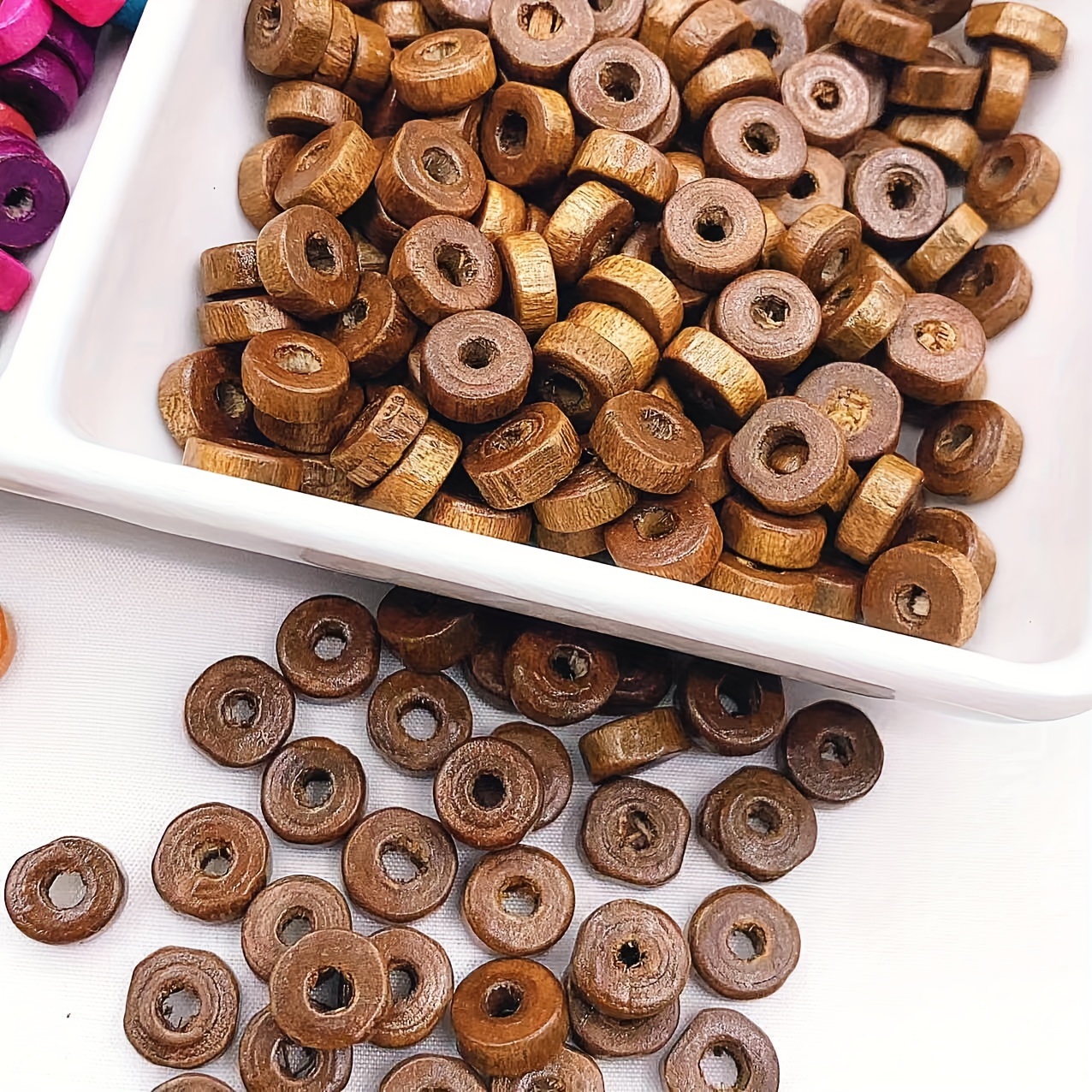 200pcs 3 X 8mm Bohemian /multi-colored Round Wooden Beads For Jewelry S Necklaces Earrings Clothing Crafts Handmade Bead Additions