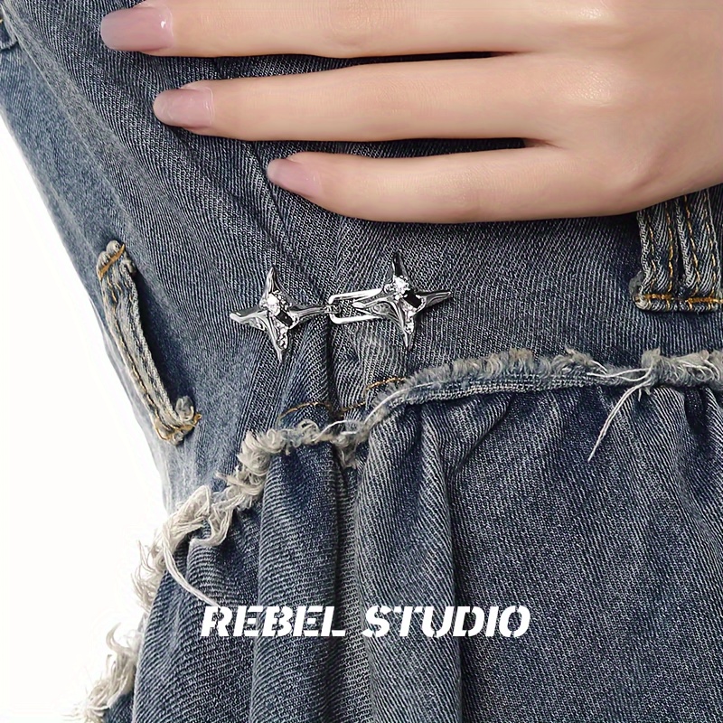Bouton Ajustable En Forme D'étoile Pour Jeans Et Jupes - Sans Couture, Réutilisable - Argent - 3cm