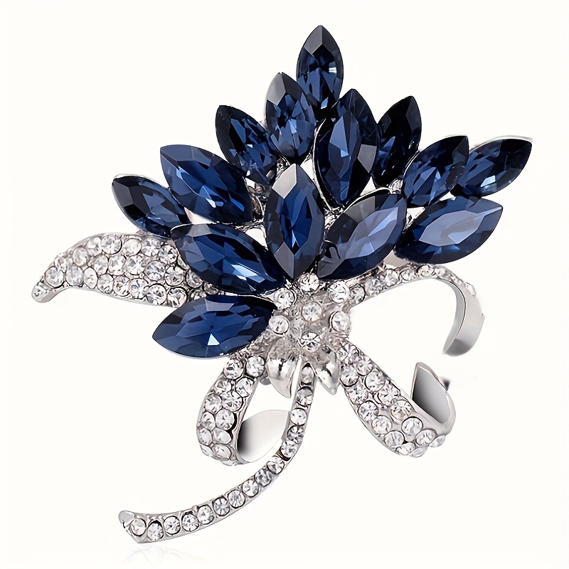 TEMU Elegant Vintage-inspired Synthetic Zirconia Brooch, Chic For Women, Perfect For Parties And Special Occasions