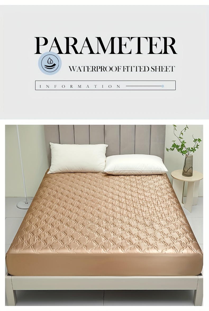 1pc   summer waterproof fitted sheet thickened tpu   comfortable machine washable   polyester   ultrasonic embossed 90g fabric weight suitable for bedroom   hotel mattress protector cover details 17