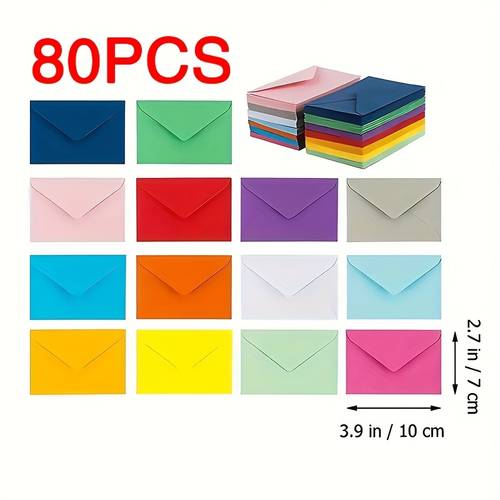 80pcs mixed colorful mini envelope set self closure 10 x 7cm 3 94 x 2 75in multi functional gift card business card envelopes for school wedding and office use christmas halloween thanksgiving valentines day