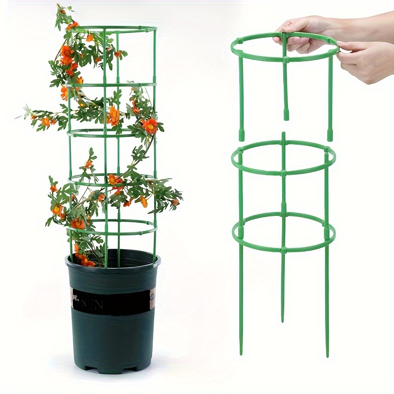 

3 Packs, 18 Inch Height, 3-tiered Plant Support Cages, Green Metal Garden Trellis For Climbing Vines And Home Indoor Garden Flower Pot