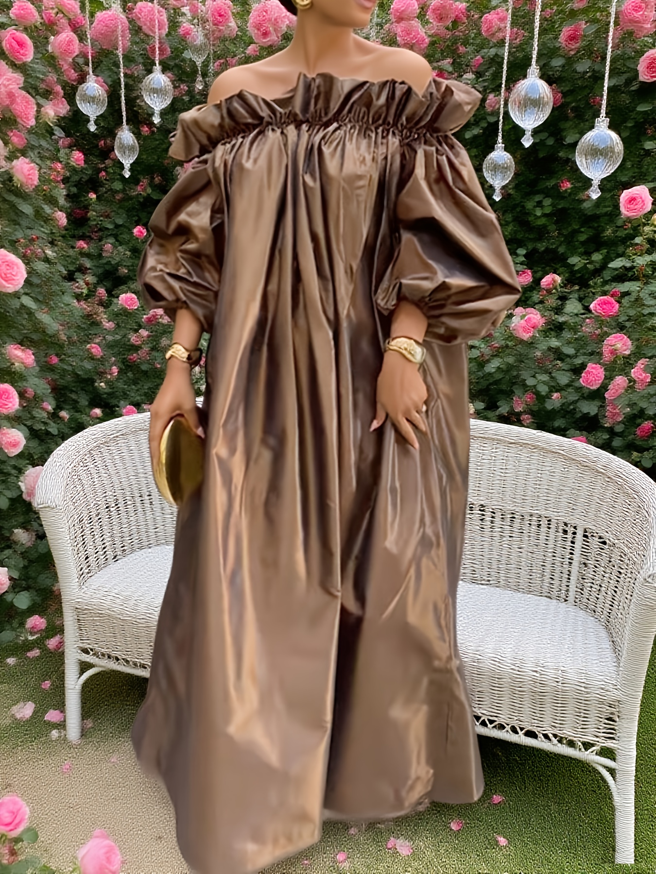 women brown dress sold on Temu United States