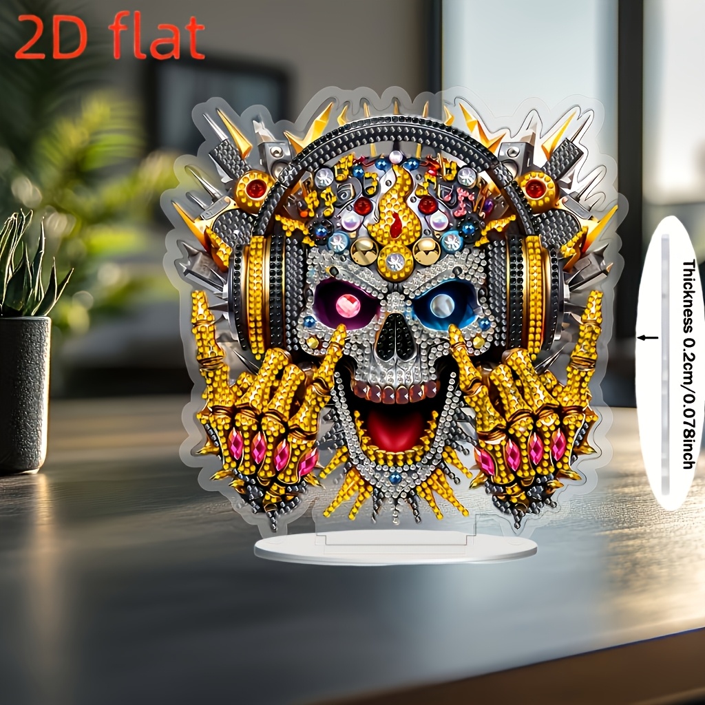 Image of 1 Set 2d Flat Printing 5d Diamond Painting Acrylic Decor Kit - Design With Musical Notes, Irregular Shaped Diamonds, Perfect For Office Desk And Coffee Table Decoration, Creative Gift