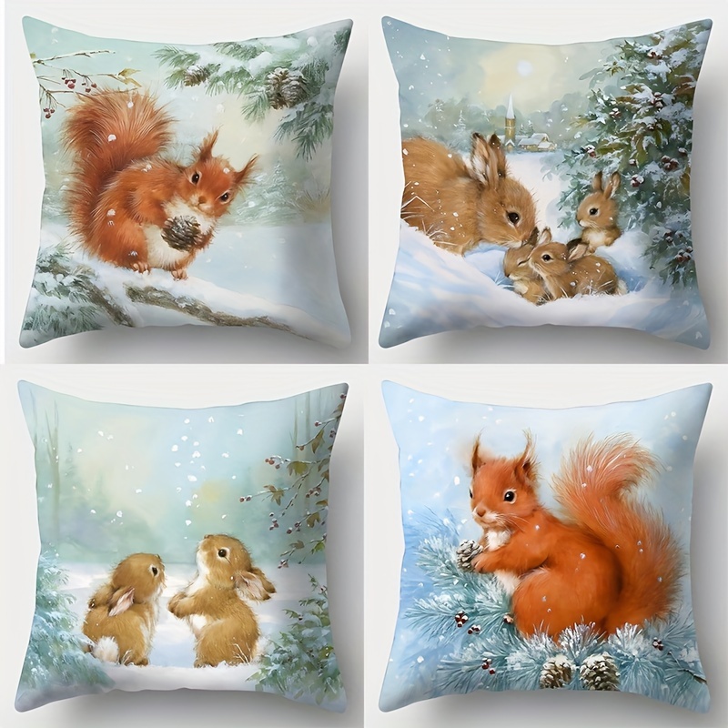 

And Set Of 4, Christmas 17.7x17.7 , , Cushion ( Not Included)