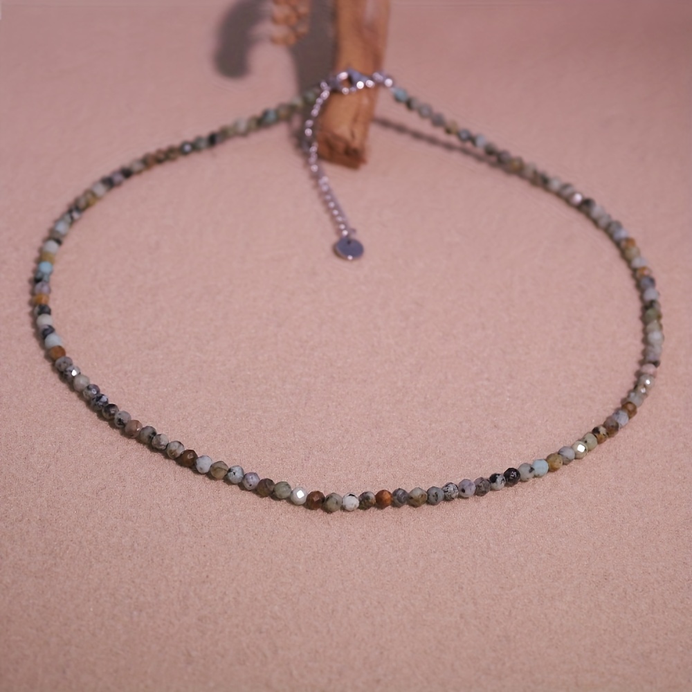 Natural Stone 1pc Natural Stone Semi Precious Rhinestone Beaded Ultra Fine Minimalist Niche Temperament Clavicle Chain For Women