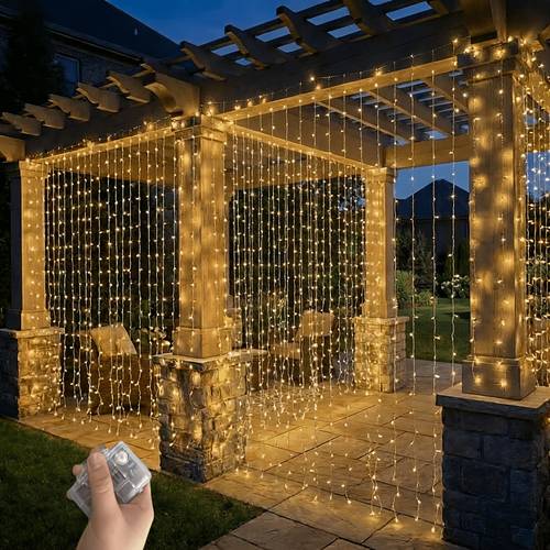 10ft 10ft 305 led window curtain lights battery powered 8 lighting waterfall fairy string lights for home holiday wall and yard decoration