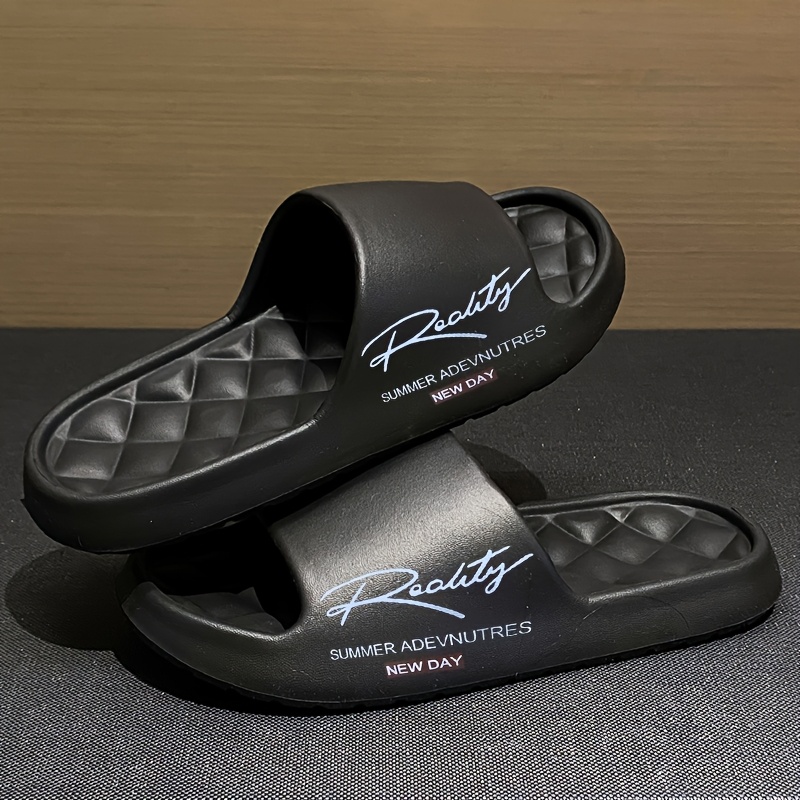 TEMU Unisex Cloud Slides - Thick Cushioned Platform Slippers For Men Women, Indoor Outdoor Non-slip House Shoes, Lightweight Eva Footwear